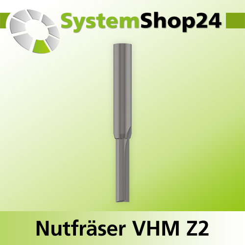Systemshop24 VHM Nutfräser Z2 S7,95mm / 5/6" D6,35mm / 1/4" AL25,4mm / 1" GL76,2mm / 2 1/2"