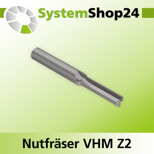 Systemshop24 VHM Nutfräser Z2 S7,95mm / 5/6" D6,35mm / 1/4" AL25,4mm / 1" GL76,2mm / 2 1/2"