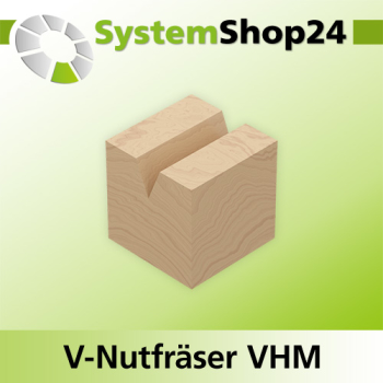 Systemshop24 VHM V-Nutfräser Z1 S4mm D1 0,1mm D2 4mm AL18mm GL45mm 45°