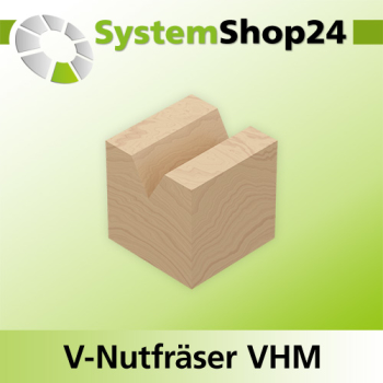 Systemshop24 VHM V-Nutfräser Z1 S4mm D1 0,1mm D2 4mm AL18mm GL45mm 60°
