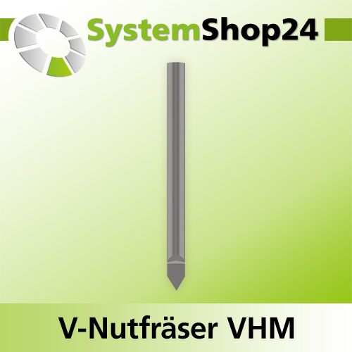 Systemshop24 VHM V-Nutfräser Z1 S4mm D1 0,1mm D2 4mm AL18mm GL45mm 90°