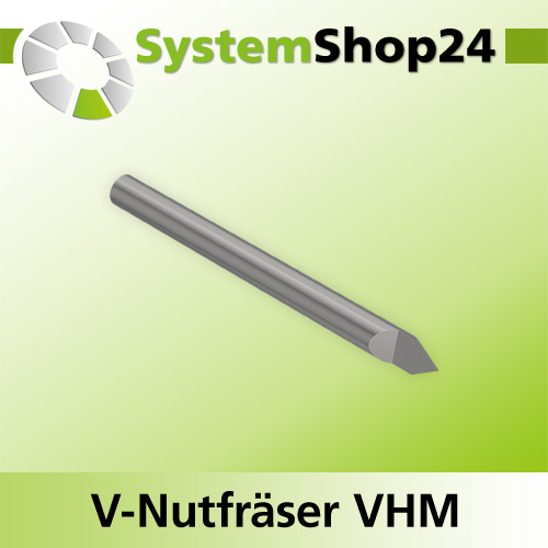 Systemshop24 VHM V-Nutfräser Z1 S4mm D1 0,1mm D2 4mm AL18mm GL45mm 90°