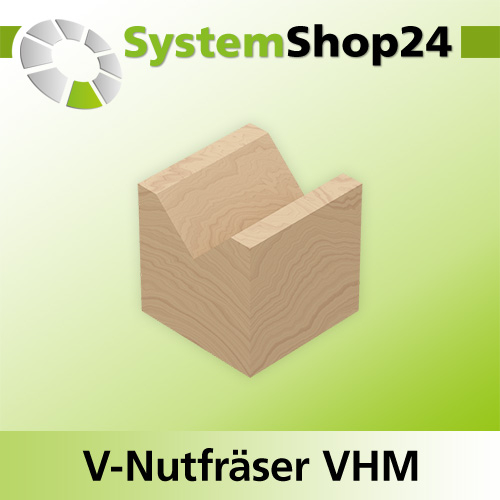 Systemshop24 VHM V-Nutfräser Z1 S4mm D1 0,1mm D2 4mm AL18mm GL45mm 90°