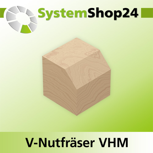 Systemshop24 VHM V-Nutfräser Z1 S4mm D1 0,1mm D2 4mm AL18mm GL45mm 90°