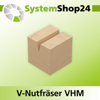 Systemshop24 VHM V-Nutfräser Z1 S6mm D1 0,2mm D2 6mm AL22mm GL50mm 30°