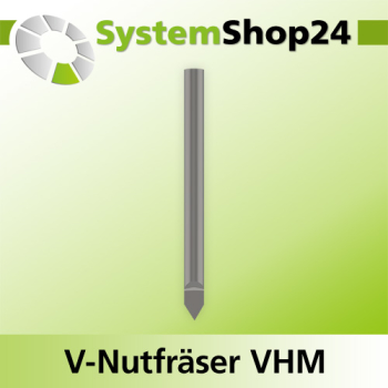 Systemshop24 VHM V-Nutfräser Z1 S6mm D1 0,2mm D2 6mm AL22mm GL50mm 90°