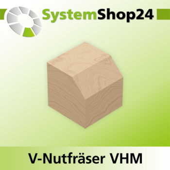 Systemshop24 VHM V-Nutfräser Z1 S6mm D1 0,2mm D2 6mm AL22mm GL50mm 90°
