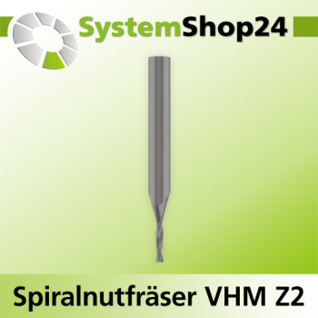 Systemshop24 VHM Spiralnutfräser Z2 S6mm D2mm AL6mm GL50mm
