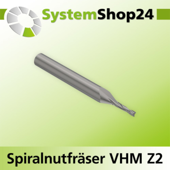 Systemshop24 VHM Spiralnutfräser Z2 S6,35mm / 1/4" D3,17mm / 1/8" AL12,7mm / 1/2" GL50,8mm / 2"