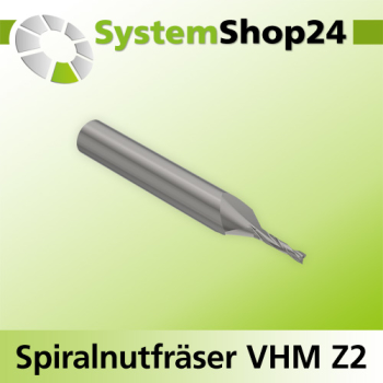 Systemshop24 VHM Spiralnutfräser Z2 S8mm D2,5mm AL6mm GL50mm