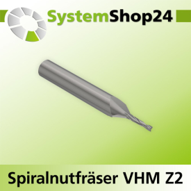 Systemshop24 VHM Spiralnutfräser Z2 S8mm D3mm AL10mm...