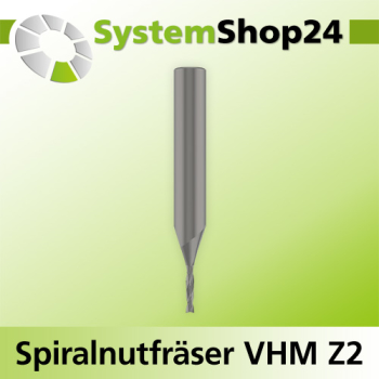 Systemshop24 VHM Spiralnutfräser Z2 S7,95mm / 5/6" D6,35mm / 1/4" AL25,4mm / 1" GL76,2mm / 2 1/2"