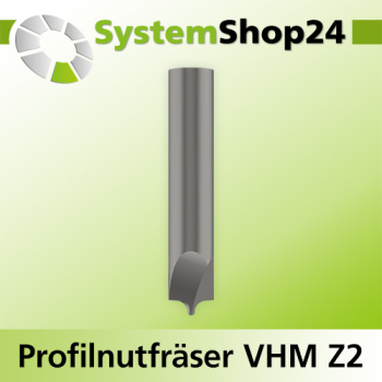 Systemshop24 VHM Profilnutfräser Z2 S12mm D1 1,5mm D2 12mm GL60mm R1 0,6mm R2 4mm