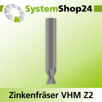 Systemshop24 VHM Zinkenfräser Z2 S8mm D7,8mm AL6,8mm GL60mm 18°