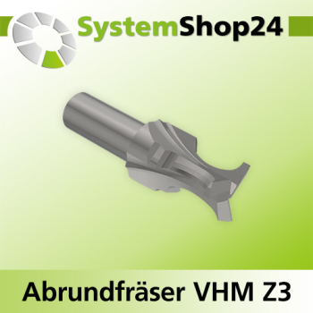Systemshop24 VHM Abrundfräser Z3 S12mm D16mm AL16mm GL70mm R16mm