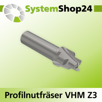 Systemshop24 VHM Profilnutfräser Z3 S12mm D1 10mm D2 16mm AL8mm GL65mm R2mm