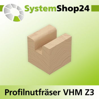 Systemshop24 VHM Profilnutfräser Z3 S12mm D1 10mm D2 16mm AL8mm GL65mm R2mm