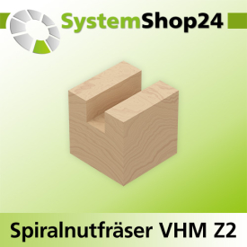 Systemshop24 VHM Spiralnutfräser Z2 S6mm D6mm AL22mm GL70mm RL-LD / negativ / Down Cut