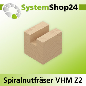 Systemshop24 VHM Spiralnutfräser Z2 S14mm D14mm AL52mm GL100mm RL-LD / negativ / Down Cut