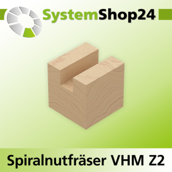 Systemshop24 VHM Spiralnutfräser für Weichholz Z2 S16mm D16mm AL32mm GL80mm RL-RD / positiv / Up Cut