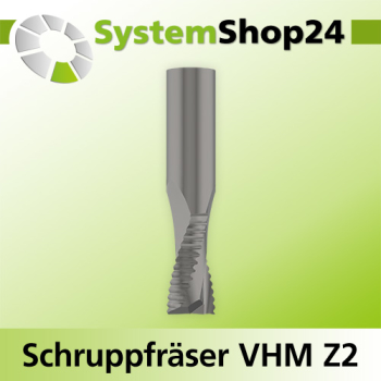 Systemshop24 VHM Schruppfräser Z2 S6mm D6mm AL22mm GL70mm RL-LD / negativ / Down Cut