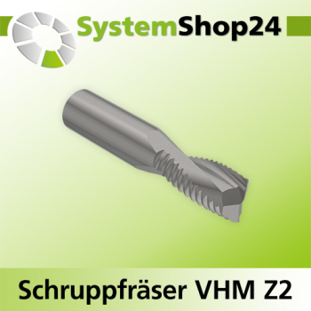 Systemshop24 VHM Schruppfräser Z2 S10mm D10mm AL32mm GL80mm RL-LD / negativ / Down Cut