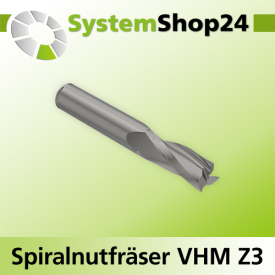 Systemshop24 VHM Spiralnutfräser Z3 S8mm D8mm AL22mm...