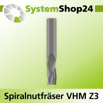 Systemshop24 VHM Spiralnutfräser Z3 S8mm D8mm AL32mm GL80mm RL-RD / positiv / Up Cut