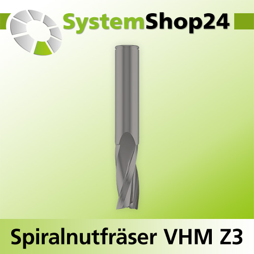 Systemshop24 VHM Spiralnutfräser Z3 S16mm D16mm AL52mm GL100mm RL-RD / positiv / Up Cut