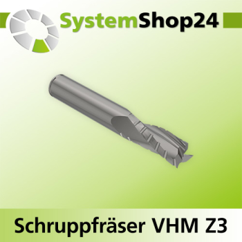 Systemshop24 VHM Schruppfräser mit Spanbrecher Z3 S6mm D6mm AL22mm GL70mm RL-RD / positiv / Up Cut