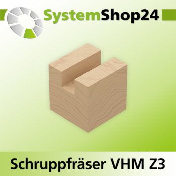 Systemshop24 VHM Schruppfräser für Weichholz Z3 S6mm D6mm AL22mm GL70mm RL-LD / negativ / Down Cut