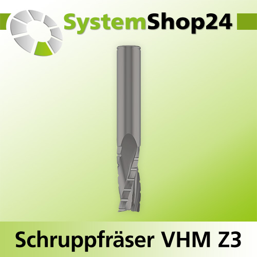 Systemshop24 VHM Schruppfräser mit Spanbrecher Z3 S8mm D8mm AL22mm GL70mm RL-LD / negativ / Down Cut
