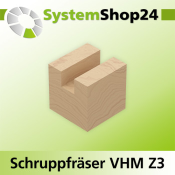 Systemshop24 VHM Schruppfräser für Weichholz Z3 S14mm D14mm AL52mm GL100mm RL-LD / negativ / Down Cut