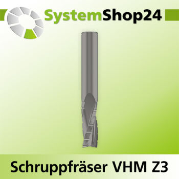 Systemshop24 VHM Schruppfräser für Weichholz Z3 S16mm D16mm AL52mm GL100mm RL-LD / negativ / Down Cut