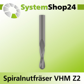 Systemshop24 VHM Spiralnutfräser Z2 S12mm D12mm AL42mm GL090mm