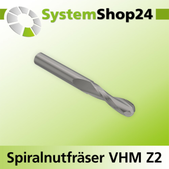 Systemshop24 VHM Spiralnutfräser Z2 S20mm D20mm AL100mm GL160mm