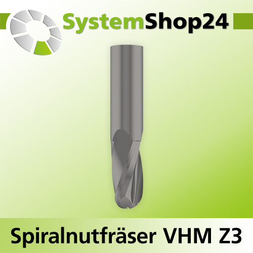 Systemshop24 VHM Spiralnutfräser Z3 S18mm D18mm AL52mm GL100mm