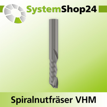 Systemshop24 VHM Spiralnutfräser Z1+1 S4mm D4mm AL12mm GL50mm RL-RD / LD / positiv / negativ / Up Cut / Down Cut