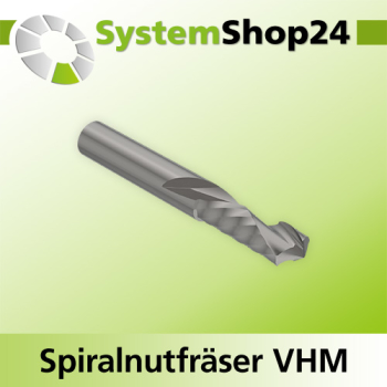 Systemshop24 VHM Spiralnutfräser Z1+1 S4mm D4mm AL12mm GL50mm RL-RD / LD / positiv / negativ / Up Cut / Down Cut