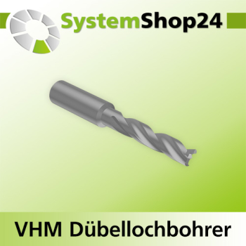 Systemshop24 VHM Dübellochbohrer Z3 S8mm D5mm AL25mm GL57mm RL