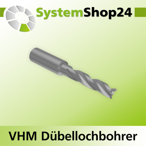 Systemshop24 VHM Dübellochbohrer Z3 S10mm D7mm AL40mm GL70mm RL