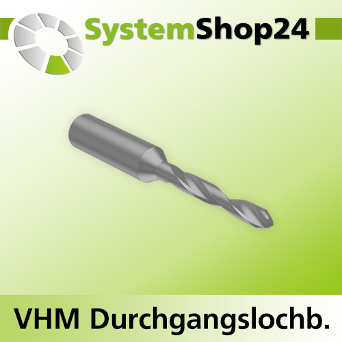 Systemshop24 VHM Durchgangslochbohrer S8mm D6mm AL40mm GL70mm LL