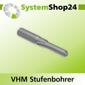 Systemshop24 VHM Stufenbohrer S10mm D1 6,5mm D2 10mm AL1 25mm AL2 45mm GL70mm