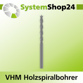 Systemshop24 VHM Holzspiralbohrer S8mm SL40mm D8mm AL90mm...