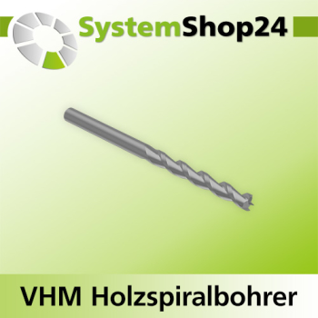 Systemshop24 VHM Holzspiralbohrer S10mm SL40mm D10mm AL90mm GL130mm RL