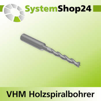 Systemshop24 VHM Holzspiralbohrer S10mm SL35mm D10,2mm AL65mm GL100mm RL