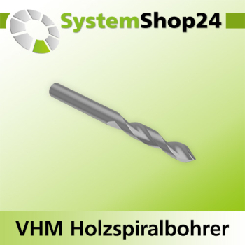 Systemshop24 VHM Holzspiralbohrer S10mm D9,5mm AL28mm GL60mm
