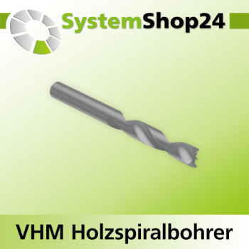 Systemshop24 VHM Holzspiralbohrer S6mm D5,5mm AL20mm GL50mm