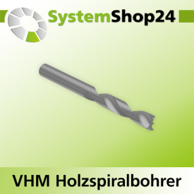 Systemshop24 VHM Holzspiralbohrer S8mm D7,5mm AL28mm GL60mm