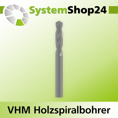 Systemshop24 VHM Holzspiralbohrer Z2 S3mm D2mm AL15mm GL50mm RL